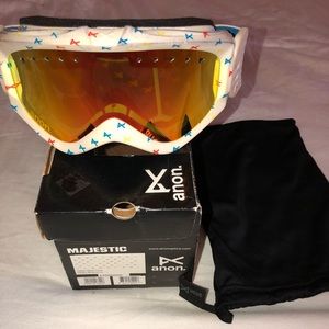 Anon Logo Majestic Snowboarding Goggles White